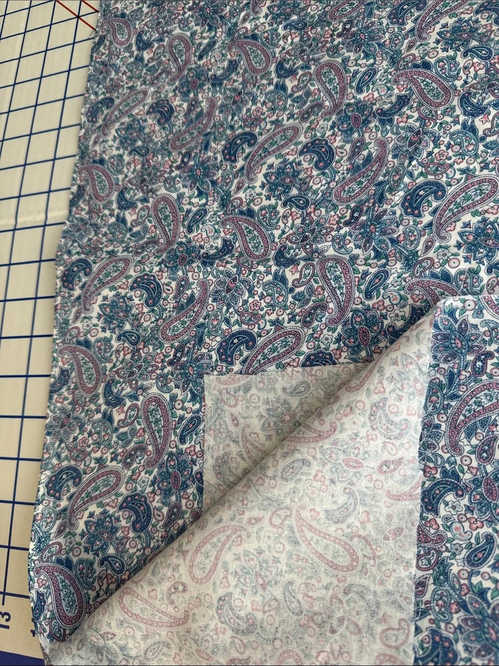 Vintage Peter Pan Fabrics Paisley Floral Cotton Fabric 1 3/4 Yards x 44”